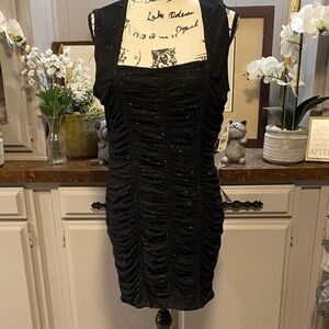 Crystal Doll Black Glitter Mini Dress